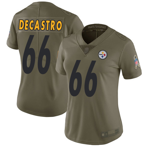 Women Pittsburgh Steelers Football #66 Limited Olive David DeCastro 2017 Salute to Service Nike NFL Jersey->women nfl jersey->Women Jersey